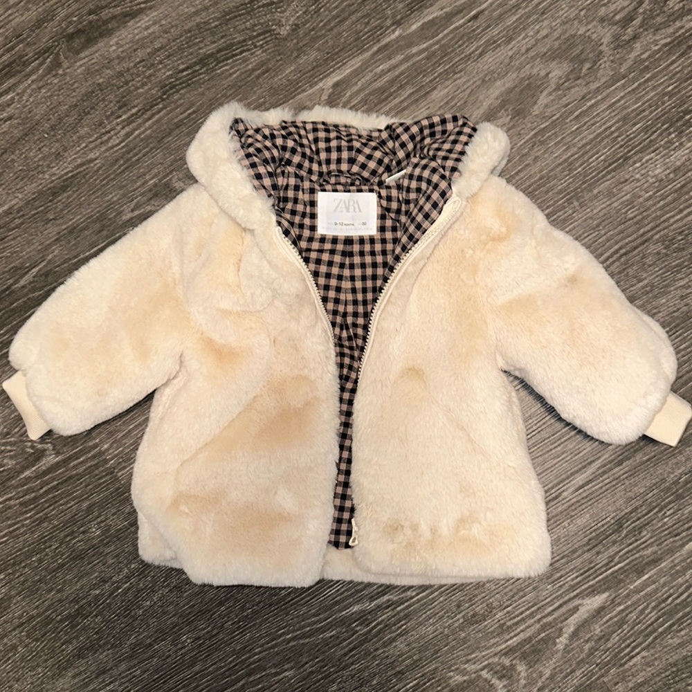 Zara faux fur baby coat